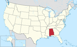 USA state showing location of Alabama